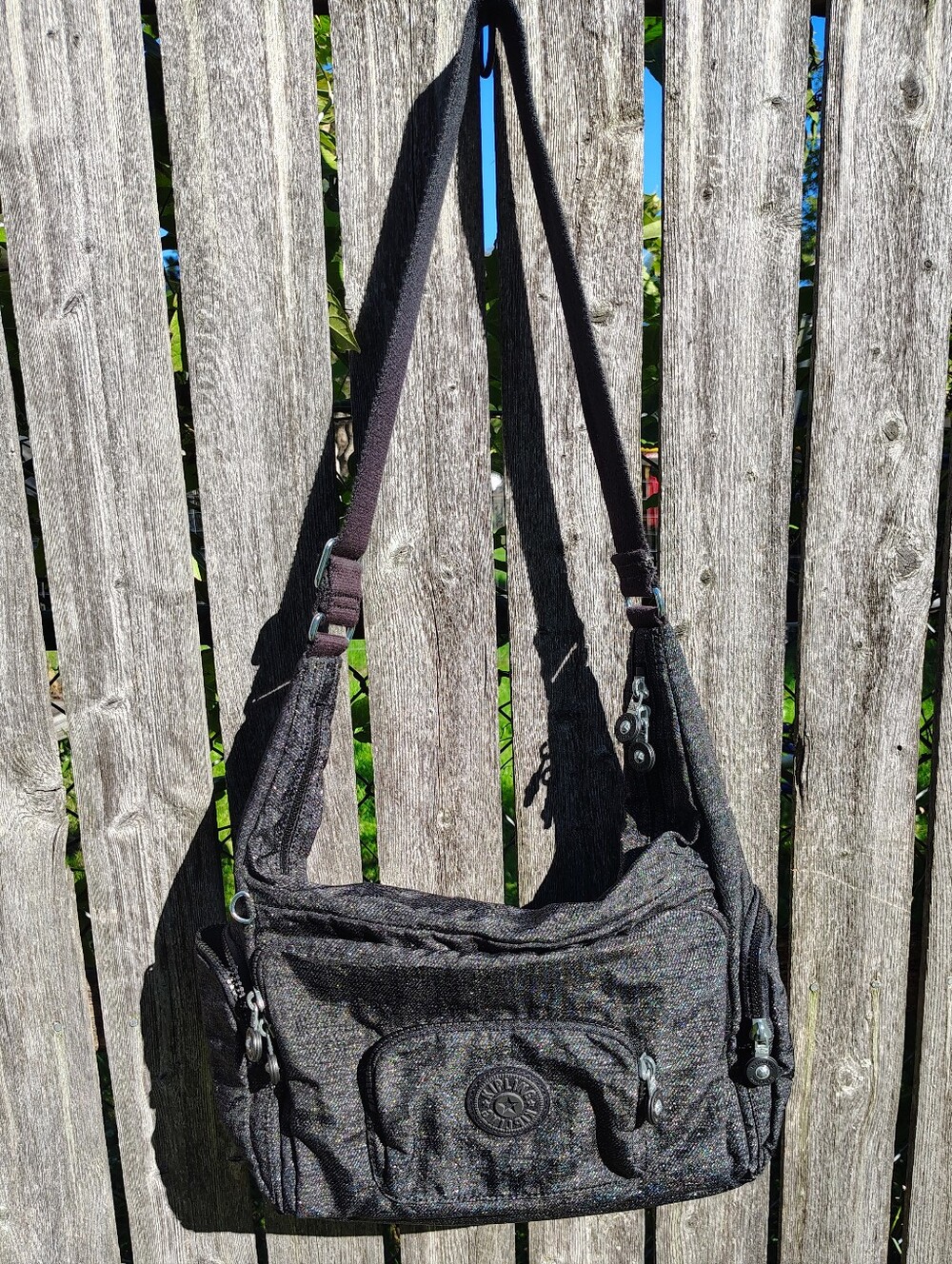 Kipling Black Sparkle Travel Crossbody Bag